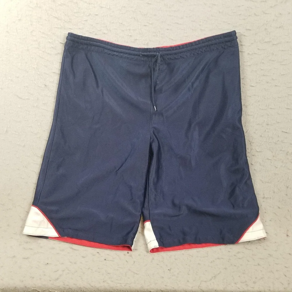 AND1 Reversible Shorts Mens 32 Red Navy Athletic Basketball Mesh Drawstring